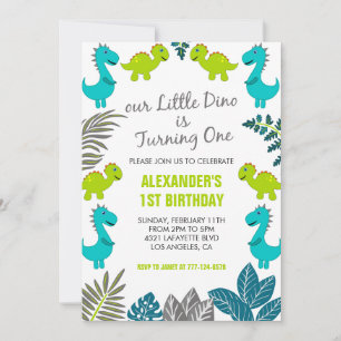 Cartes d'invitation 1er anniversaire garçon dinosa