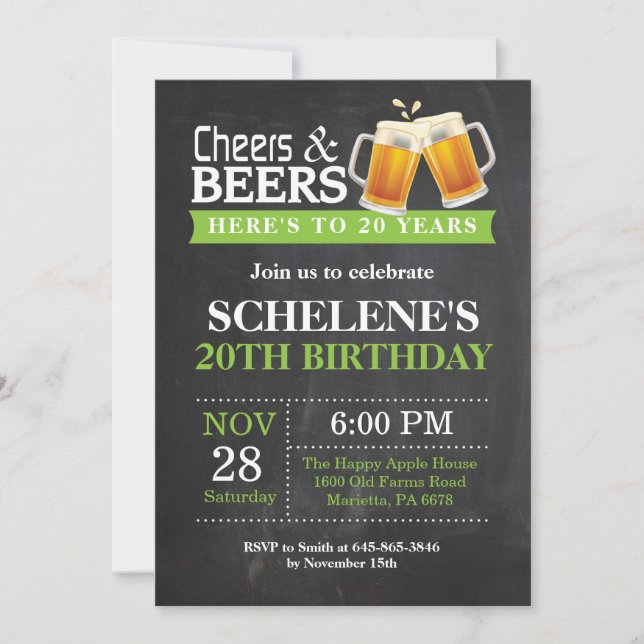 Cartes d'invitation 20e anniversaire de la bière (Devant)