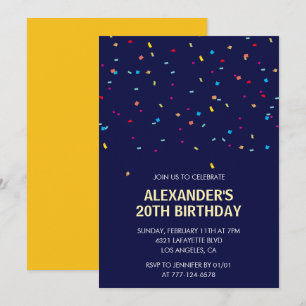 Cartes d'invitation 20e anniversaire Hommes Confet