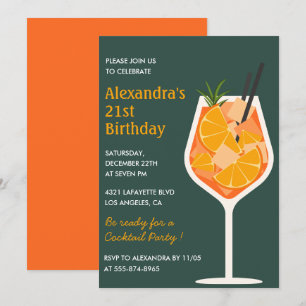Cartes d'invitation 21 ans Cocktail Élégant Modern
