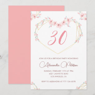 Cartes d'invitation 30 ans Boho Floral Élégant 