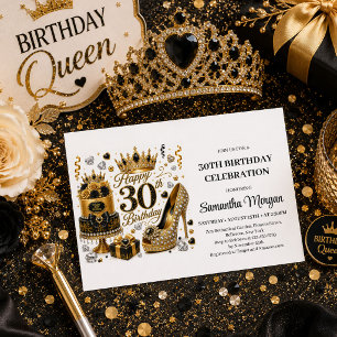Cartes d'invitation 30e anniversaire Sparkle Gold