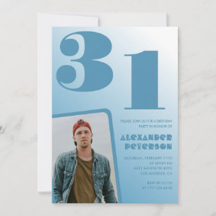 Cartes d'invitation 31 ans garçon avec dégradé ble