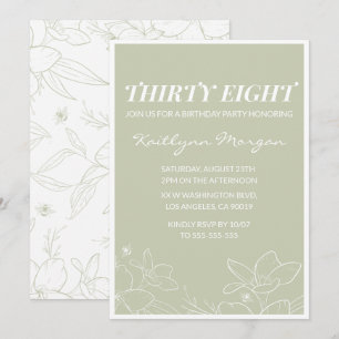 Cartes d'invitation 38ème anniversaire Floral Vert