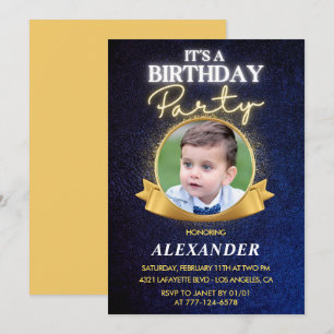 Cartes d'invitation 3 ans garçon Élégant Chic Phot