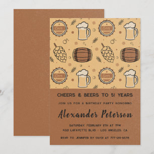 Cartes d'invitation 51e anniversaire Hommes Rustiq