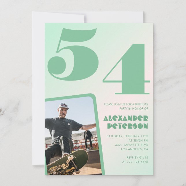 Cartes d'invitation 54ème anniversaire garçon dégr (Devant)