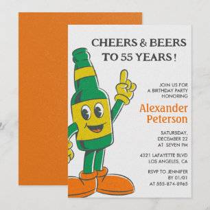 Cartes d'invitation 55e anniversaire Bière Drôle V