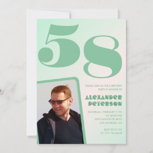 Cartes d'invitation 58 ans garçon dégradé vert Pho