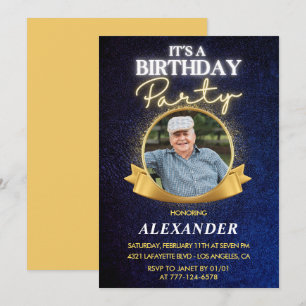 Cartes d'invitation 87e anniversaire Élégant Chic 