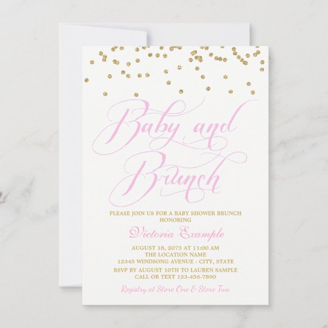 Cartes d'invitation à la baby shower brunch pour f (Devant)