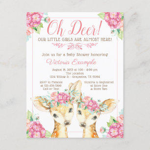 Cartes d'invitation à la baby shower pour jumelles