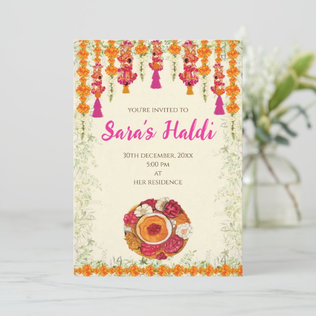 Cartes d'invitation à la cérémonie Haldi de mariag (Debout devant)
