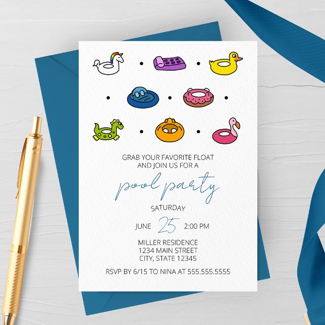 Cartes d'invitation à la fête au bord de la piscin (Créateur téléchargé)