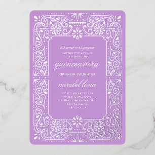 Cartes d'invitation à paillettes pour Quinceañera 