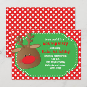Cartes d'invitation à pois pour les rennes des fêt