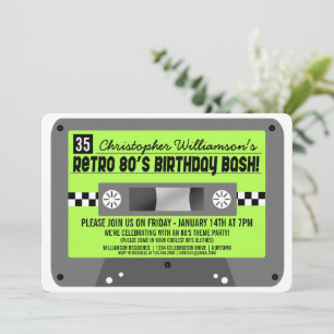 Cartes d'invitation à thème cassette rétro des ann