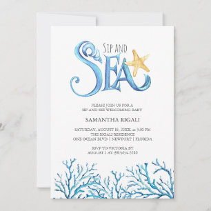 Cartes d'invitation à thème océan aquarelle Sip an