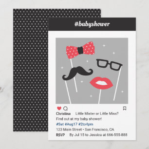 Cartes d'invitation à une baby shower avec révélat