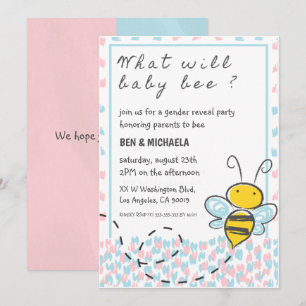 Cartes d'invitation à une baby shower Bee, révélat