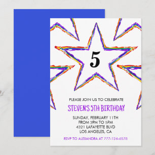 Cartes d'invitation à une fête colorée Étoiles Arc