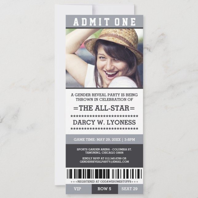 Cartes d'invitation à une fête de révélation du se (Devant)