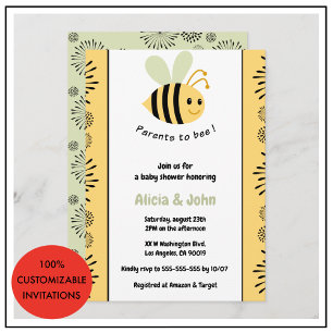 Cartes d'invitation à une fête prénatale Bee coed