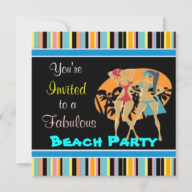 Cartes d'invitation à une fête sur la plage (Devant)