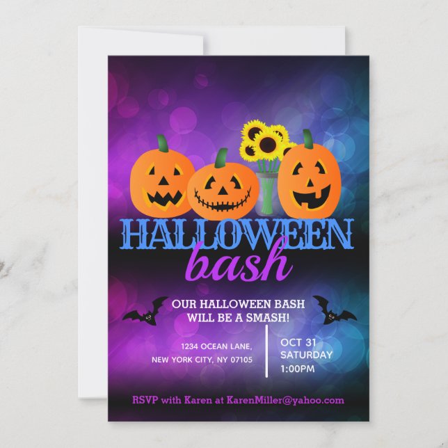 Cartes d'invitation à une soirée Halloween (Devant)