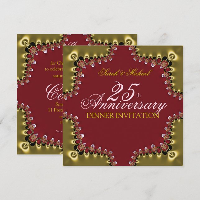 Cartes d'invitation au dîner d'anniversaire des 25 (Devant / Derrière)