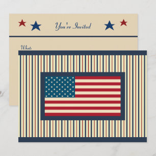 Cartes d'invitation avec drapeau américain patriot