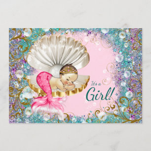 Cartes d'invitation Baby Mermaid pour Baby Shower