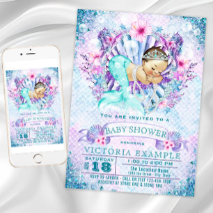 Cartes d'invitation Baby Mermaid pour Baby Shower
