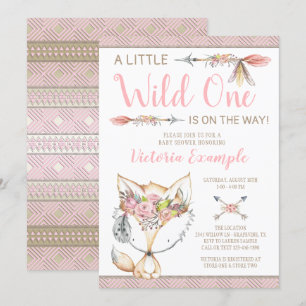 Cartes d'invitation Baby Shower Fille Renard