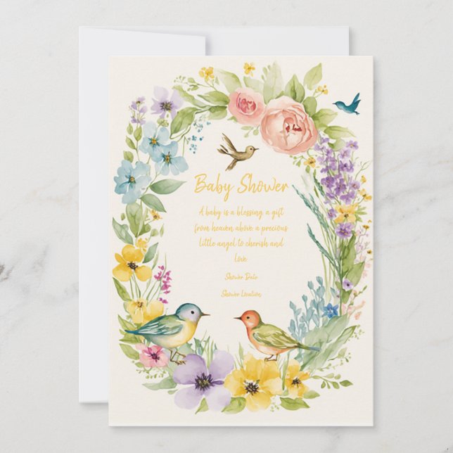 Cartes d'invitation baby shower Flower (Devant)