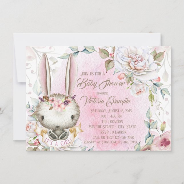 Cartes d'invitation Baby Shower Lapin de Pâques (Devant)