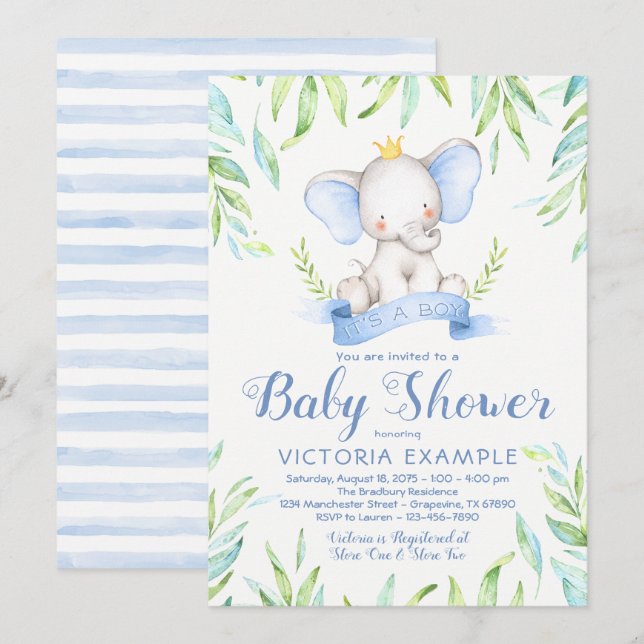 Cartes d'invitation Baby Shower pour le Prince Elé (Devant / Derrière)