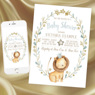 Cartes d'invitation Baby Shower Prince Lion