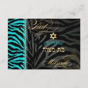 Cartes d'invitation Bar Mitzvah Zebra RSVP PixDezi