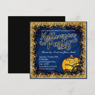 Cartes d'invitation bleues et orange pour fête d'H