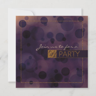 Cartes d'invitation Bokeh Glamour violet et or pou