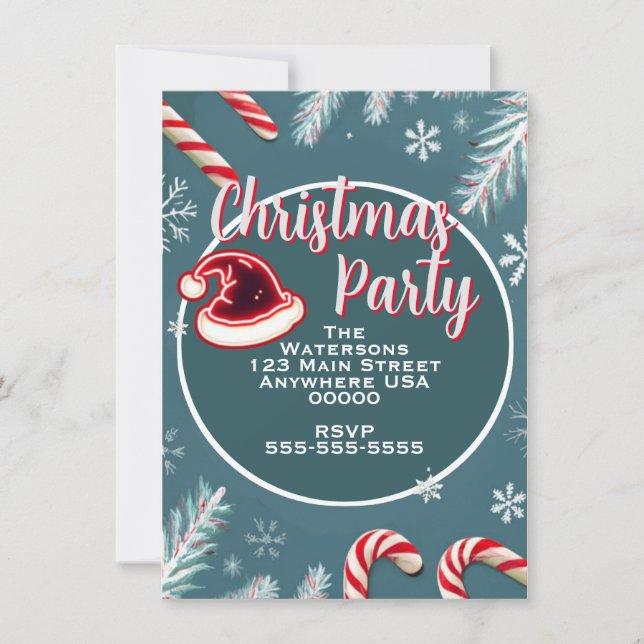 Cartes d'invitation bonbons de Noël personnalisabl (Devant)
