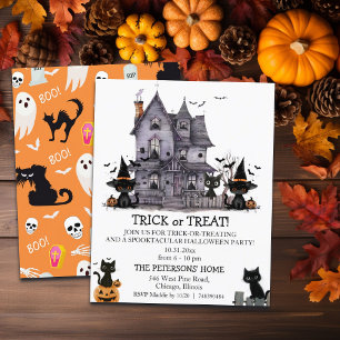 Cartes d'invitation Budget Chat Noir Trick or Trea