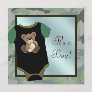 Cartes d'invitation camouflage bleu-vert pour la f