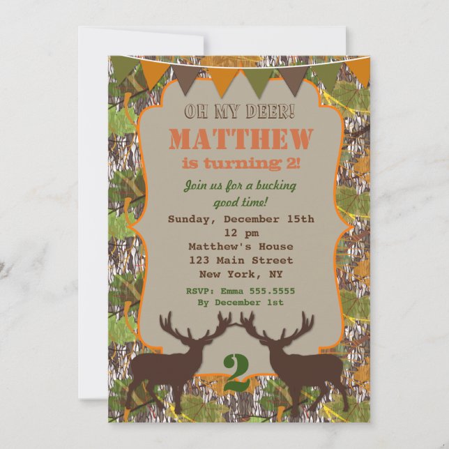 Cartes d'invitation camouflage pour fête d'anniver (Devant)