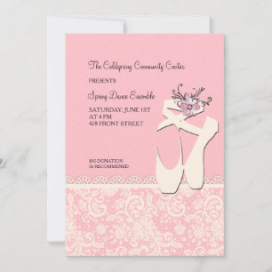 Cartes d'invitation Chaussures de ballet blanches
