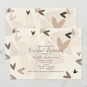 Cartes d'invitation chic coeurs rose et taupe TOUT