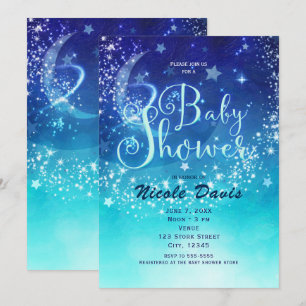 Cartes d'invitation Ciel de lune céleste pour Baby