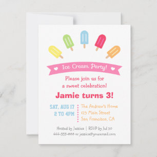 Cartes d'invitation colorées pour une fête d'été a