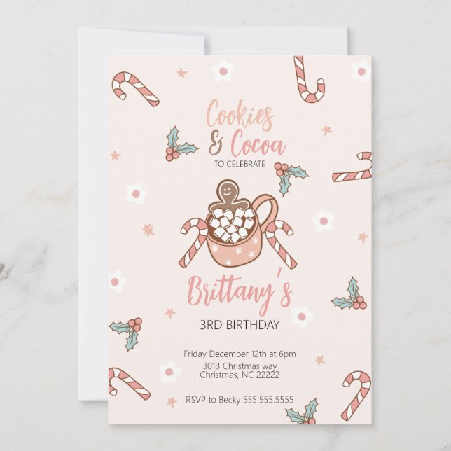 Cartes d'invitation Cookies et Cocoa Hiver (Devant)